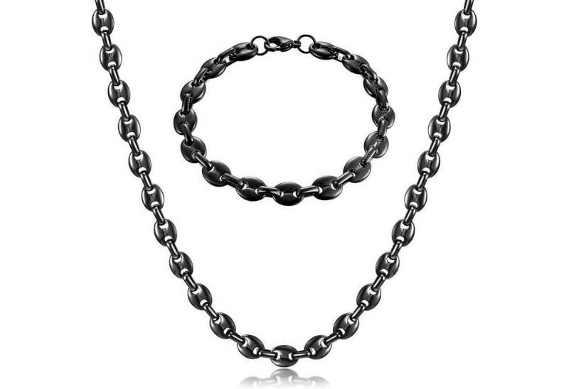 LuxusKollektion Ketten und Armband Set Halskette Herren Edelstahl 6/9/11mm Kaffeebohne Armband Set von LuxusKollektion