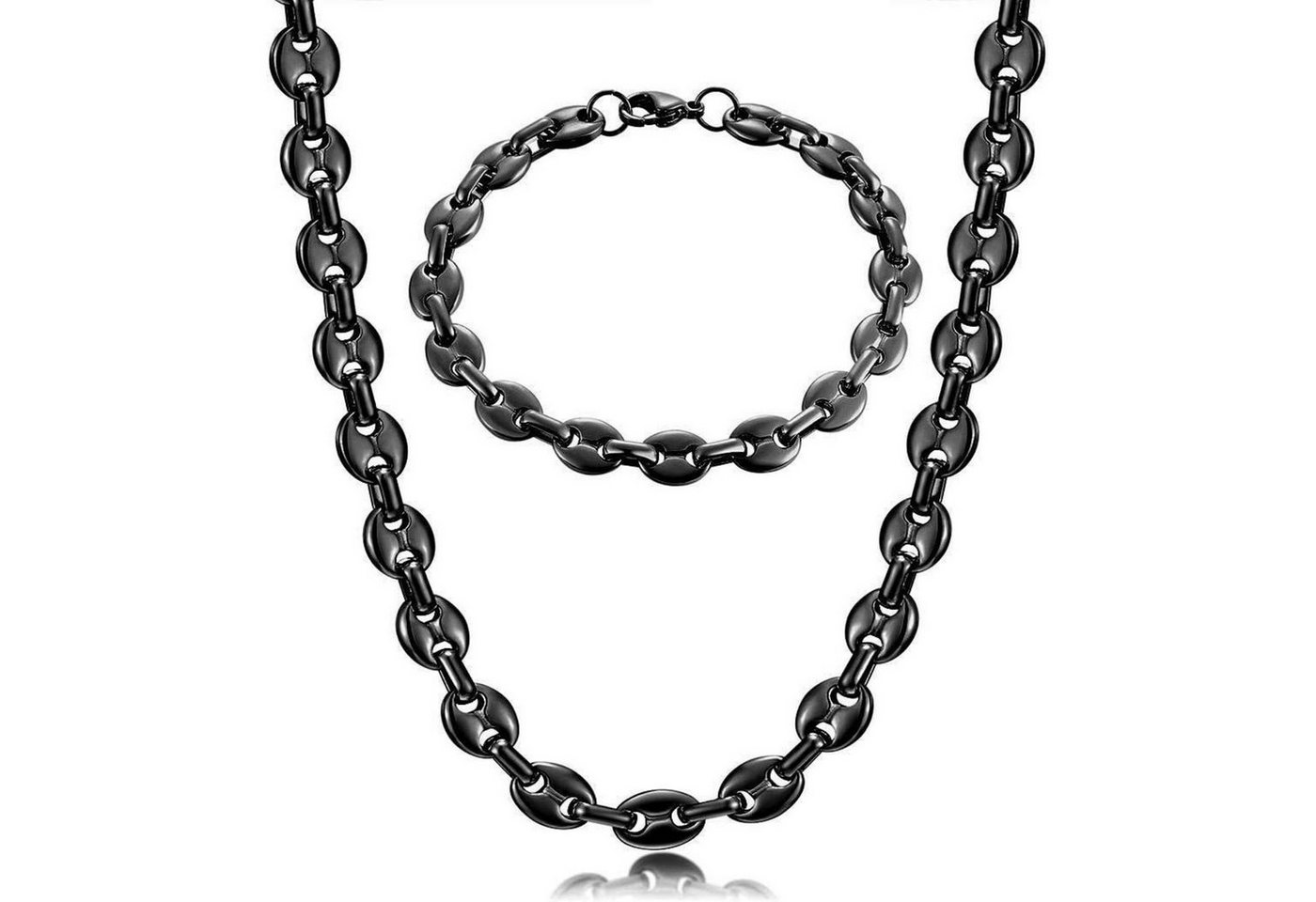 LuxusKollektion Ketten und Armband Set Halskette Herren Edelstahl Schwarz Kaffeebohne 11mm 61.0 Zentimeter von LuxusKollektion