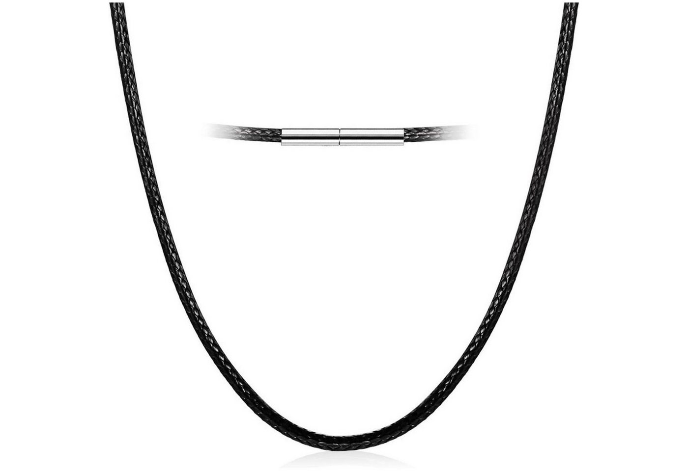 LuxusKollektion Ketten und Armband Set Halskette Kunstleder geflochten schwarz schwarz-1.5mm 56.0 Zentimeter von LuxusKollektion