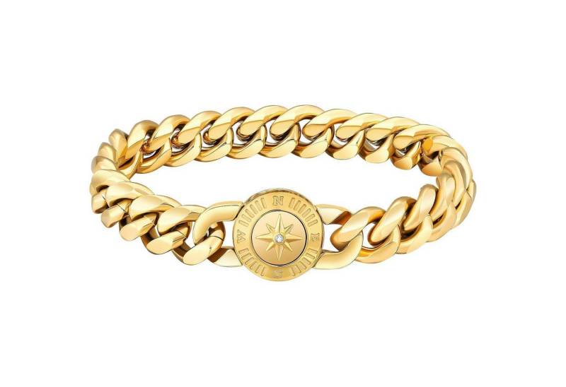 LuxusKollektion Ketten und Armband Set Herren Armband Löwe/Totenkopf Verschluss 18K Gold beschichtet Cuban von LuxusKollektion