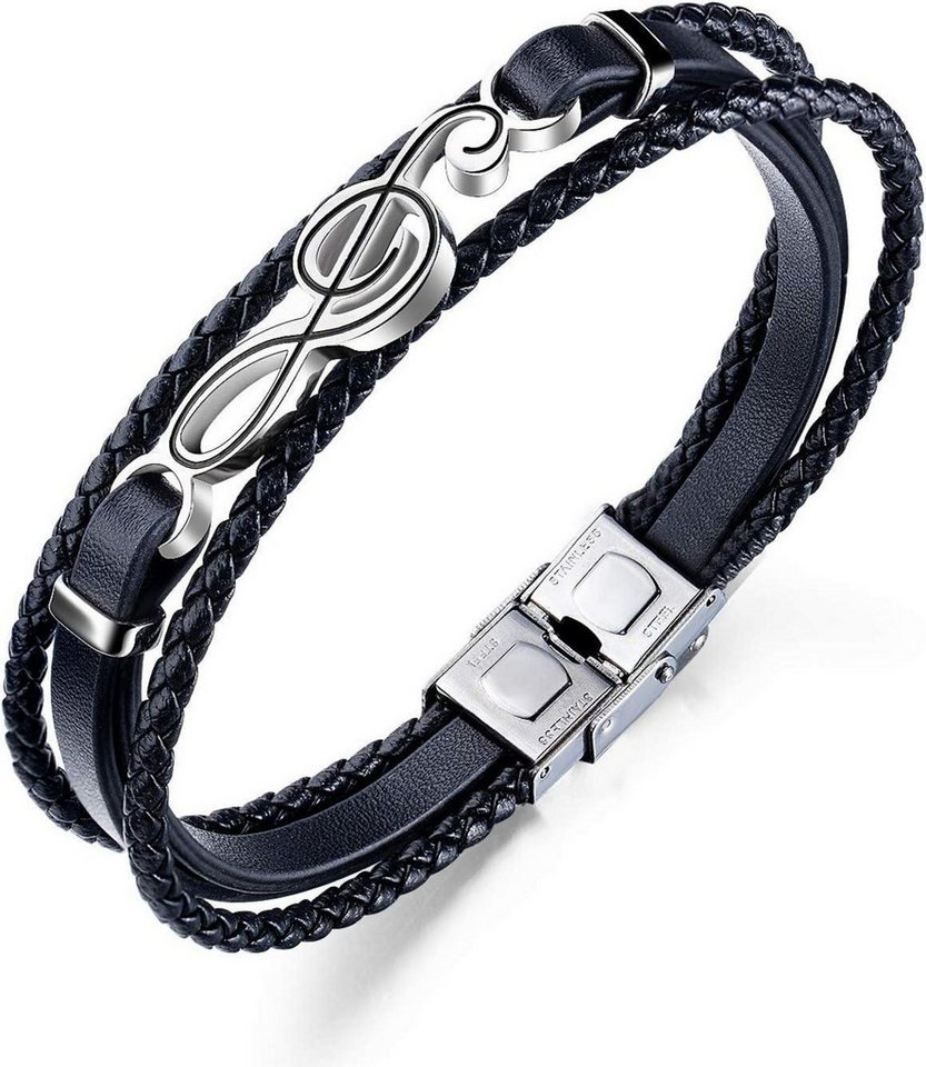 LuxusKollektion Ketten und Armband Set Herren Geflochtenes Leder Armband Edelstahl Schwarz Elegantes Design von LuxusKollektion