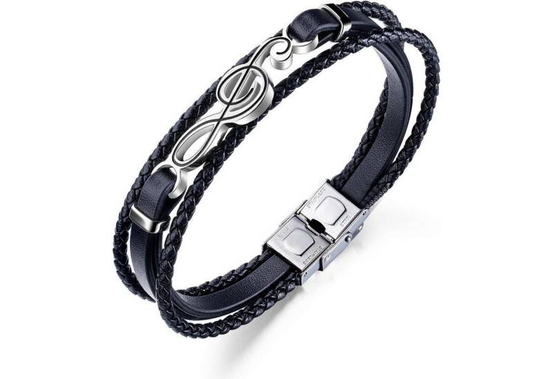 LuxusKollektion Ketten und Armband Set Herren Geflochtenes Leder Armband Edelstahl Schwarz Elegantes Design von LuxusKollektion