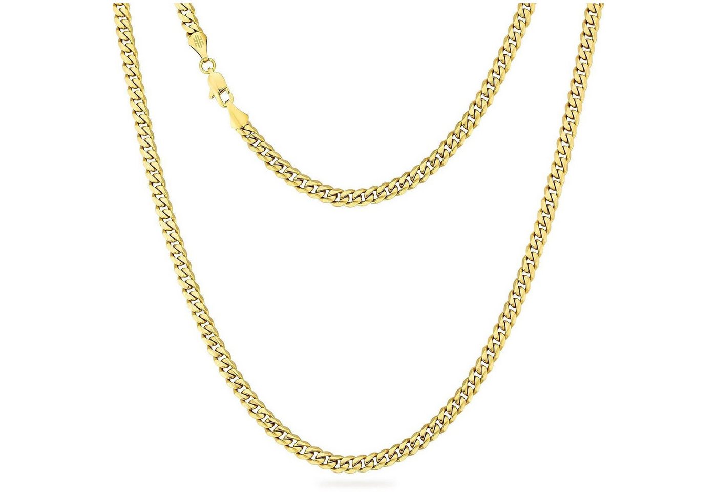 LuxusKollektion Ketten und Armband Set Herren Panzerkette 5mm Gold Cuban Link Chain Edelstahl Diamantschliff von LuxusKollektion