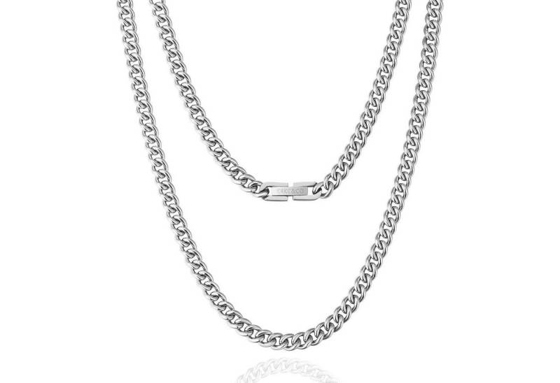 LuxusKollektion Ketten und Armband Set Herren Panzerkette Edelstahl 5mm Gold Cuban Link 61cm Silberkette von LuxusKollektion