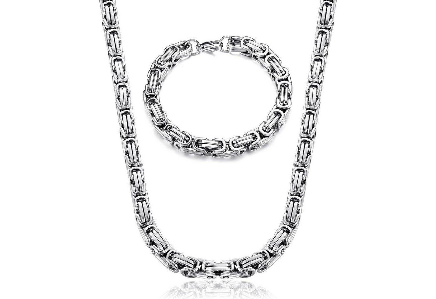 LuxusKollektion Ketten und Armband Set Ketten Herren Edelstahl Silber Königskette Armband 8MM Breite Kette von LuxusKollektion