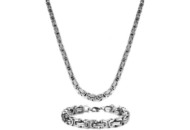 LuxusKollektion Ketten und Armband Set Königskette Edelstahl Silber Herren Silber-6mm Breite 61 Zentimeter von LuxusKollektion