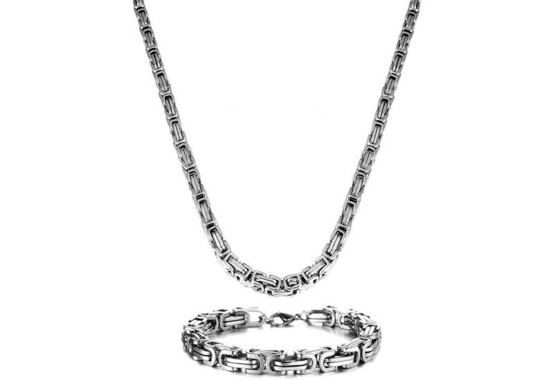 LuxusKollektion Ketten und Armband Set Königskette Herren Edelstahl Silber Silber-8MM Breite 66.0 Zentimeter von LuxusKollektion