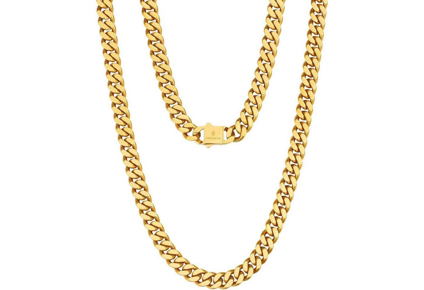 LuxusKollektion Ketten und Armband Set Panzerkette Herren 18K Gold/Weißgold plattiert Cuban Link Chain 8mm von LuxusKollektion
