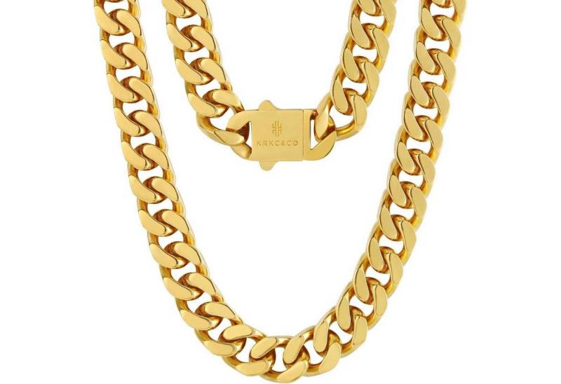 LuxusKollektion Ketten und Armband Set Panzerkette Herren 18K Gold Cuban Link Chain 14mm 66cm Silberkette von LuxusKollektion