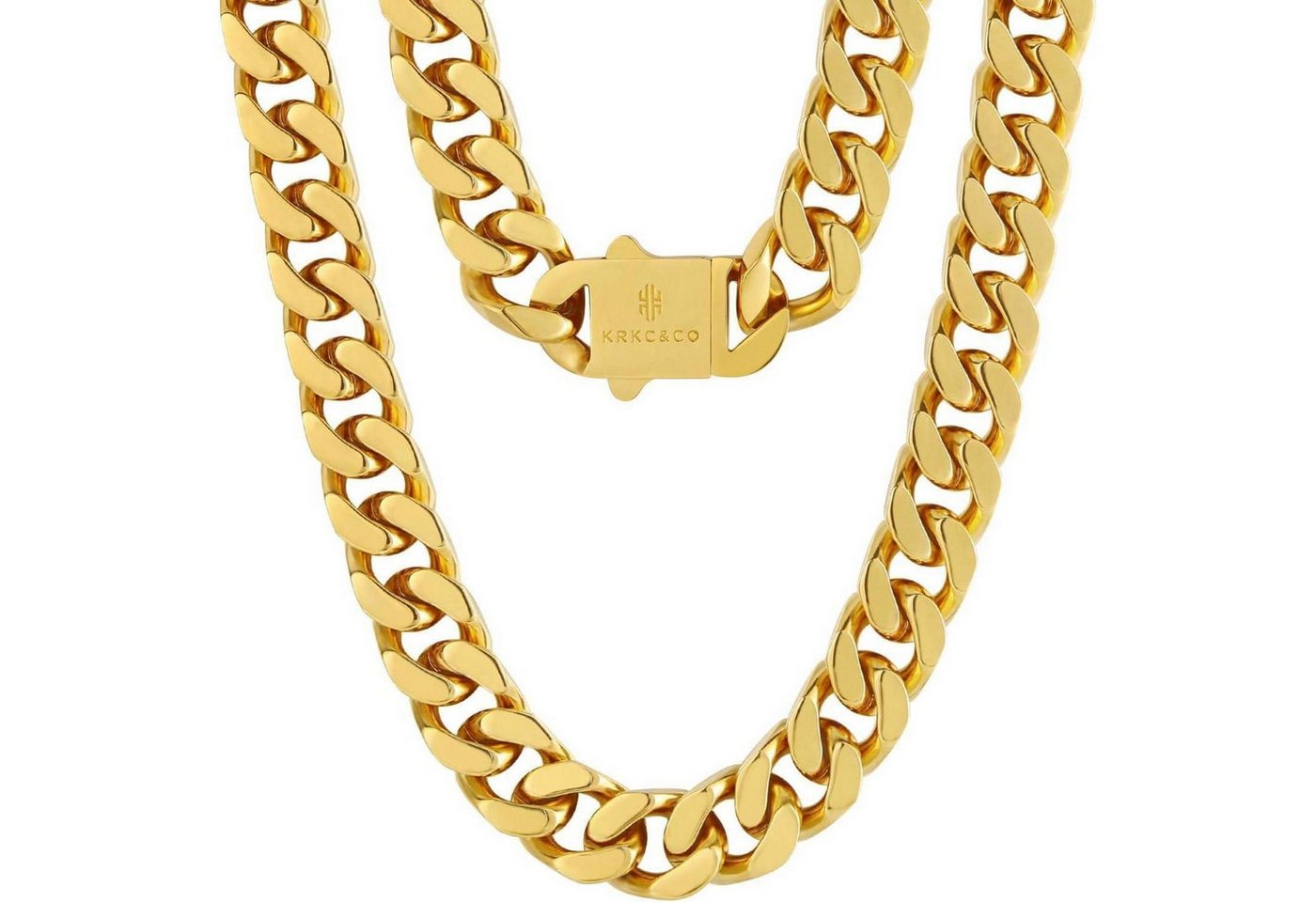 LuxusKollektion Ketten und Armband Set Panzerkette Herren 8/12/14mm Gold Cuban Link Chain 50.8cm von LuxusKollektion