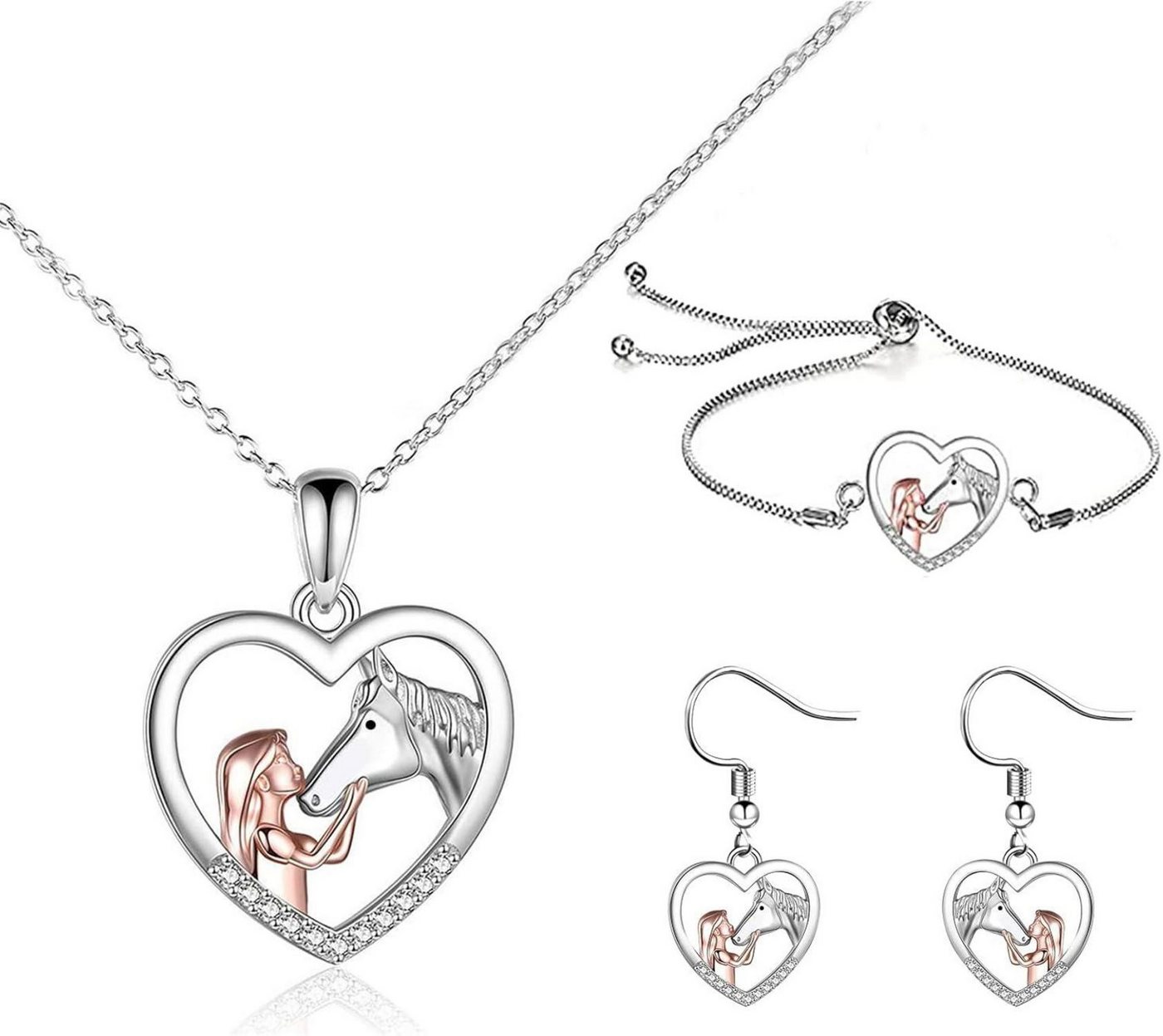 LuxusKollektion Ketten und Armband Set Pferd Halskette Armband Set Geschenke Mädchen Anhänger Schmuck Silber LuxusKollektion Ketten und Armband Set Pferd Halskette Armband Set Geschenke Mädchen Anhänger Schmuck Silber von LuxusKollektion