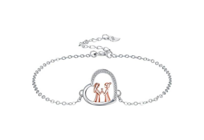LuxusKollektion Ketten und Armband Set Schwester Armband Damen Silber 925 Herz Anhänger Schmuck Mutter von LuxusKollektion