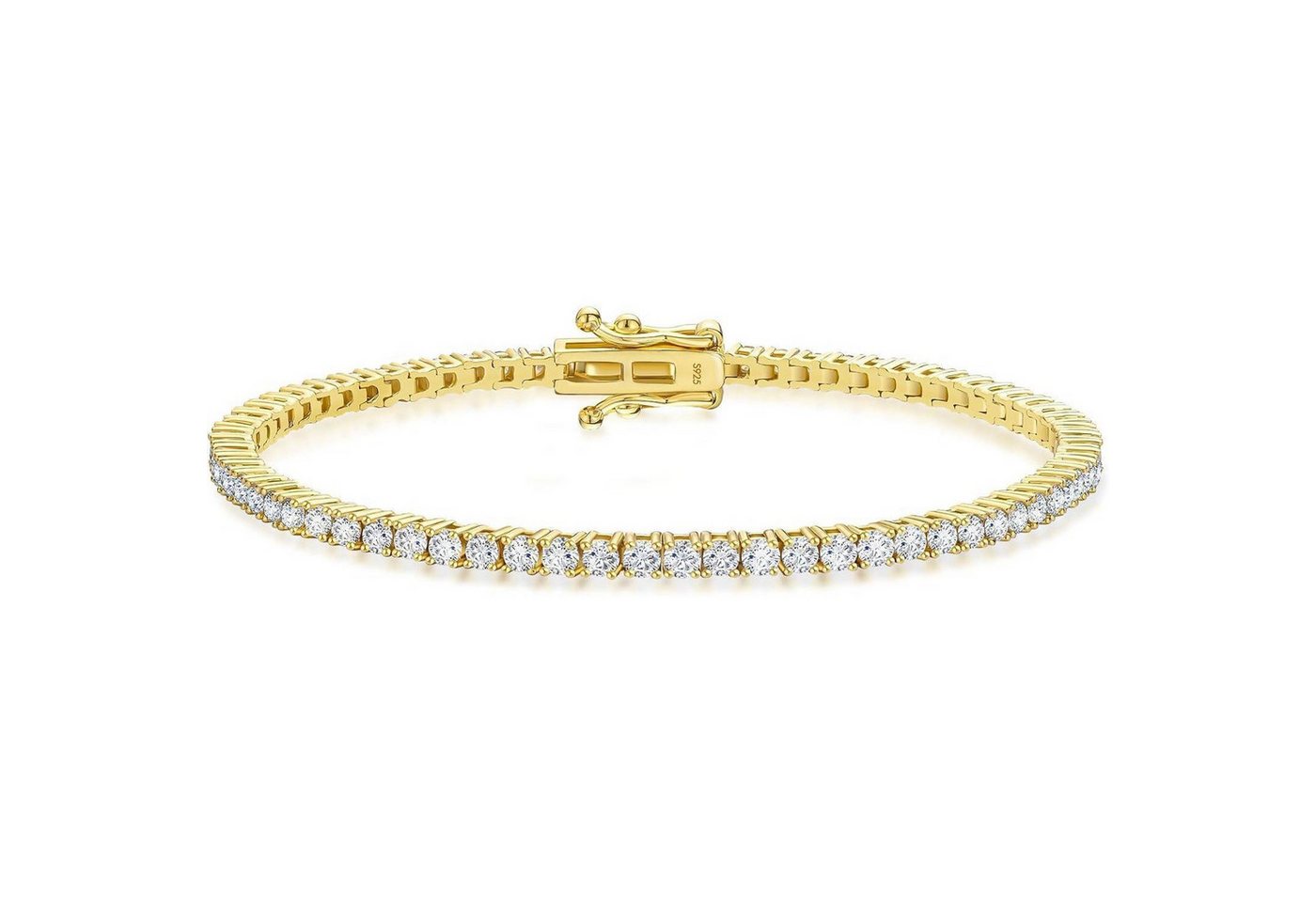 LuxusKollektion Ketten und Armband Set Tennisarmband 17.8 Zentimeter Elegantes Gold 2mm 0,03 ct Jeder Stein von LuxusKollektion