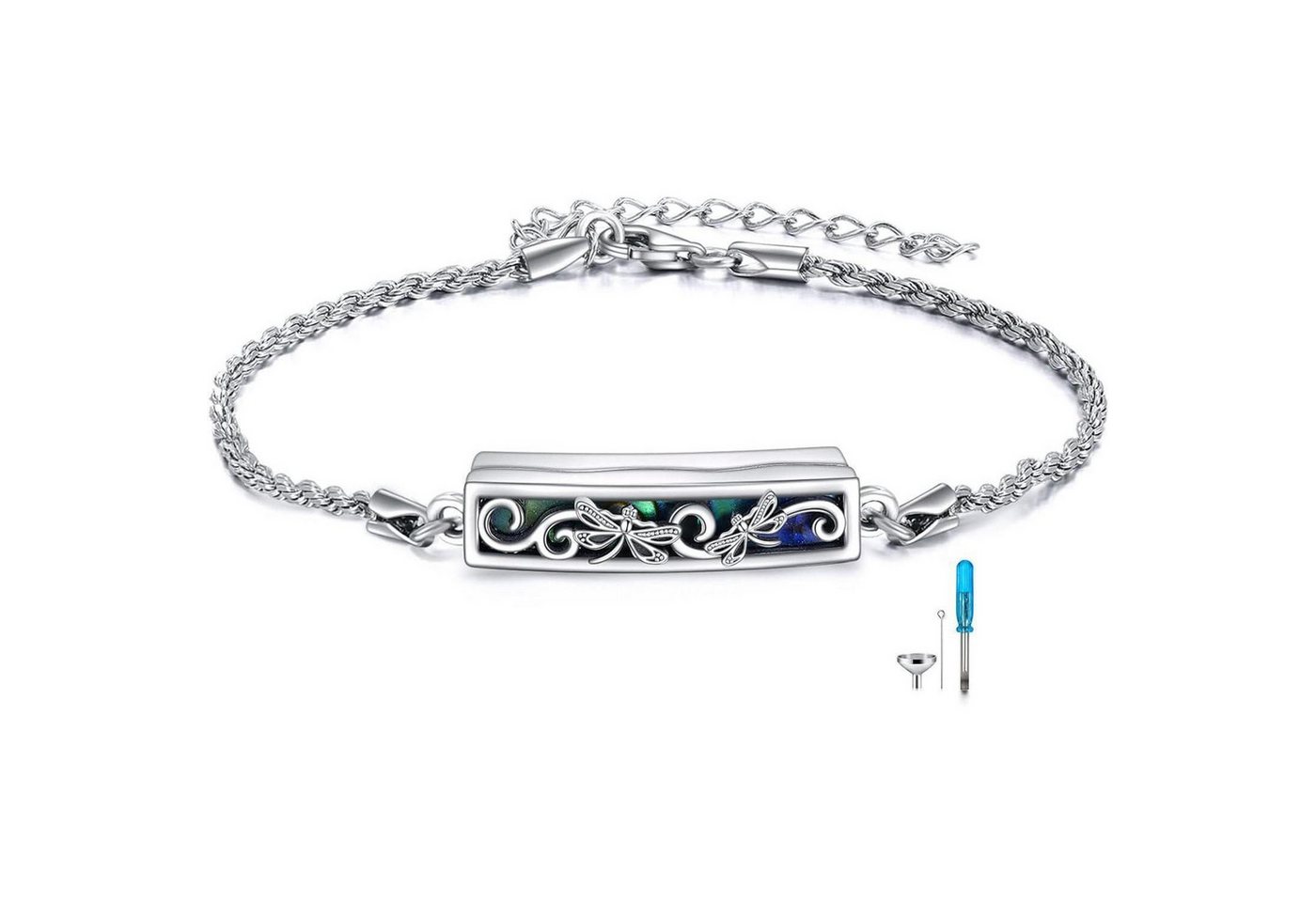 LuxusKollektion Ketten und Armband Set Urnen Armband Asche Sterlingsilber Kremation Anhänger Damen Libellen von LuxusKollektion