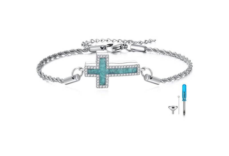 LuxusKollektion Ketten und Armband Set Urnenarmband Asche Sterlingsilber Medaillon Damen Kreuz von LuxusKollektion