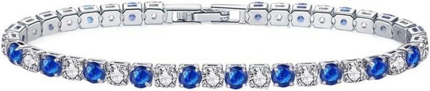 LuxusKollektion Ketten und Armband Set Zirkonia-Armband mit 4mm Diamant Tennisarmband, Weißgold, Weißblau LuxusKollektion Ketten und Armband Set Zirkonia-Armband mit 4mm Diamant Tennisarmband, Weißgold, Weißblau von LuxusKollektion