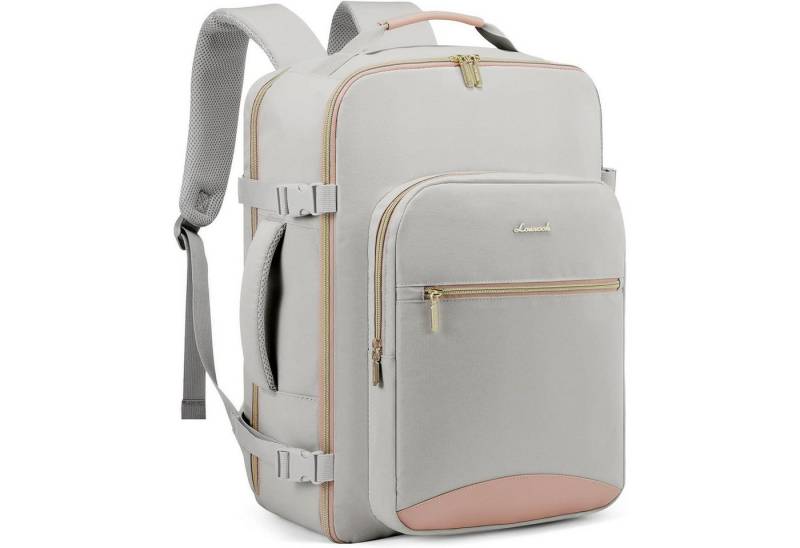 LuxusKollektion Kofferrucksack Handgepäck Rucksack 40L Damen Reiserucksack 17 Zoll Laptop Grau Rosa von LuxusKollektion