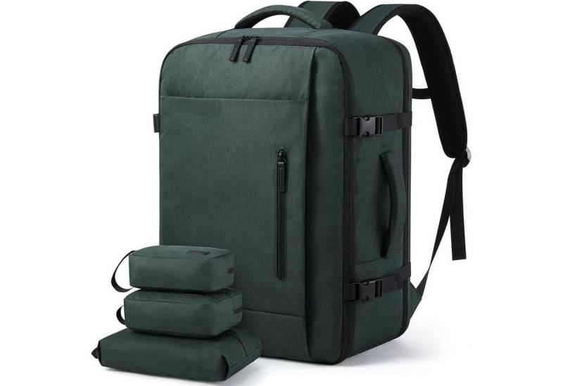 LuxusKollektion Kofferrucksack Reiserucksack Handgepäck 40L Kofferrucksack 17,3 Zoll Dunkelgrün von LuxusKollektion