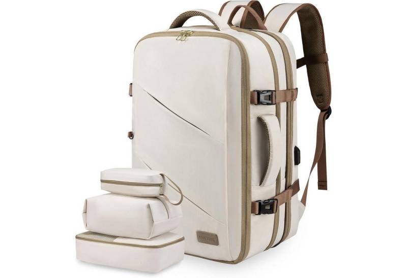 LuxusKollektion Kofferrucksack Rucksack Handgepäck Flugzeug Laptop Daypack 30L Wasserfest Beige Khaki von LuxusKollektion