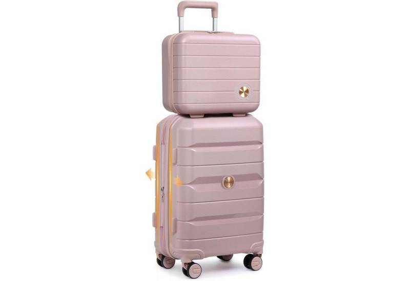 LuxusKollektion Kofferset Hartschalen Koffer Trolley PP Spinner Rosa 55cm Handgepäck Erweiterbar von LuxusKollektion