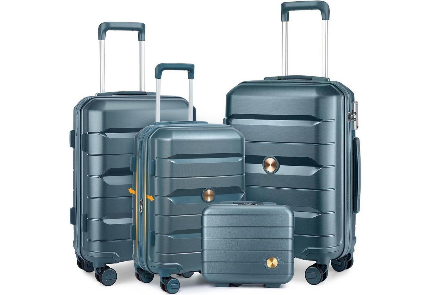 LuxusKollektion Kofferset Hartschalenkoffer 4tlg Handgepäck Blau Kofferset 4tlg (M Erweiterbar) von LuxusKollektion