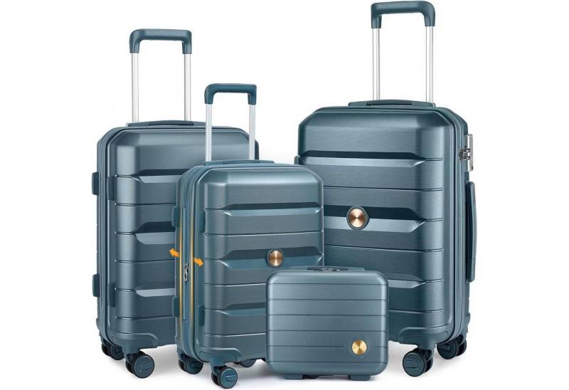 LuxusKollektion Kofferset Hartschalenkoffer 4tlg Handgepäck Blau Kofferset 4tlg (M Erweiterbar) von LuxusKollektion