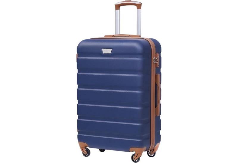 LuxusKollektion Kofferset Hartschalenkoffer Handgepäck 4 Rollen TSA Schloss Blau/Braun von LuxusKollektion