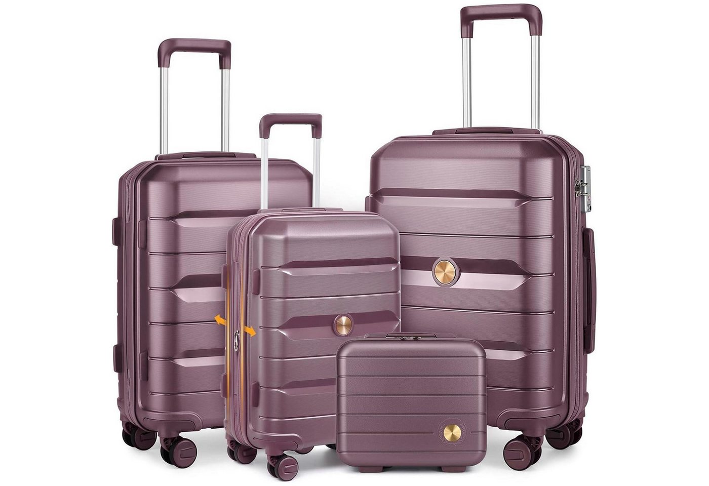 LuxusKollektion Kofferset Hartschalenkoffer Set TSA Schloss Lila Kofferset 4tlg (M Erweiterbar) von LuxusKollektion