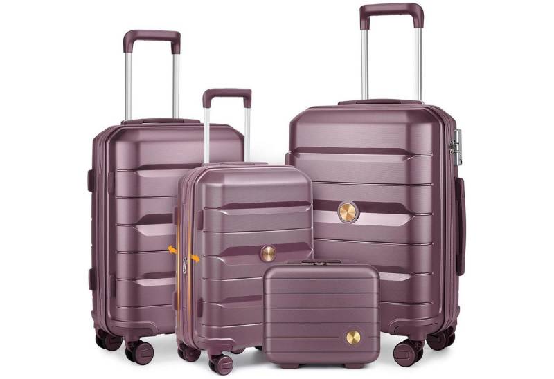 LuxusKollektion Kofferset Hartschalenkoffer Set TSA Schloss Lila Kofferset 4tlg (M Erweiterbar) von LuxusKollektion