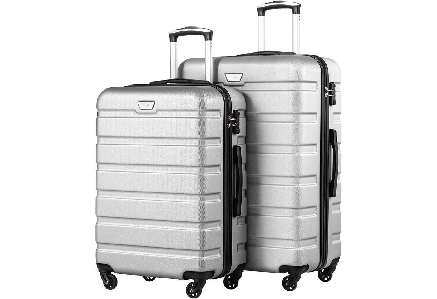 LuxusKollektion Kofferset Koffer Hartschale Trolley Handgepäck TSA Set 2tlg M L Helles Silber von LuxusKollektion