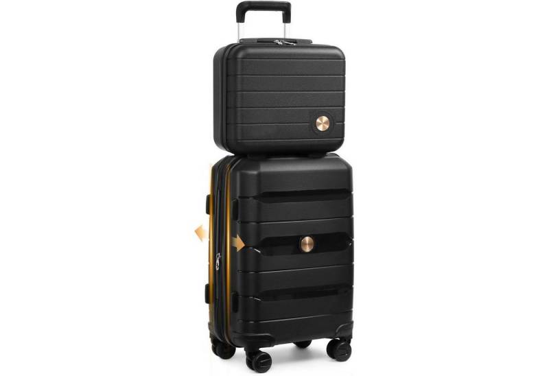 LuxusKollektion Kofferset Koffer Hartschale Trolley PP Schwarz 55cm Handgepäck Erweiterbar von LuxusKollektion