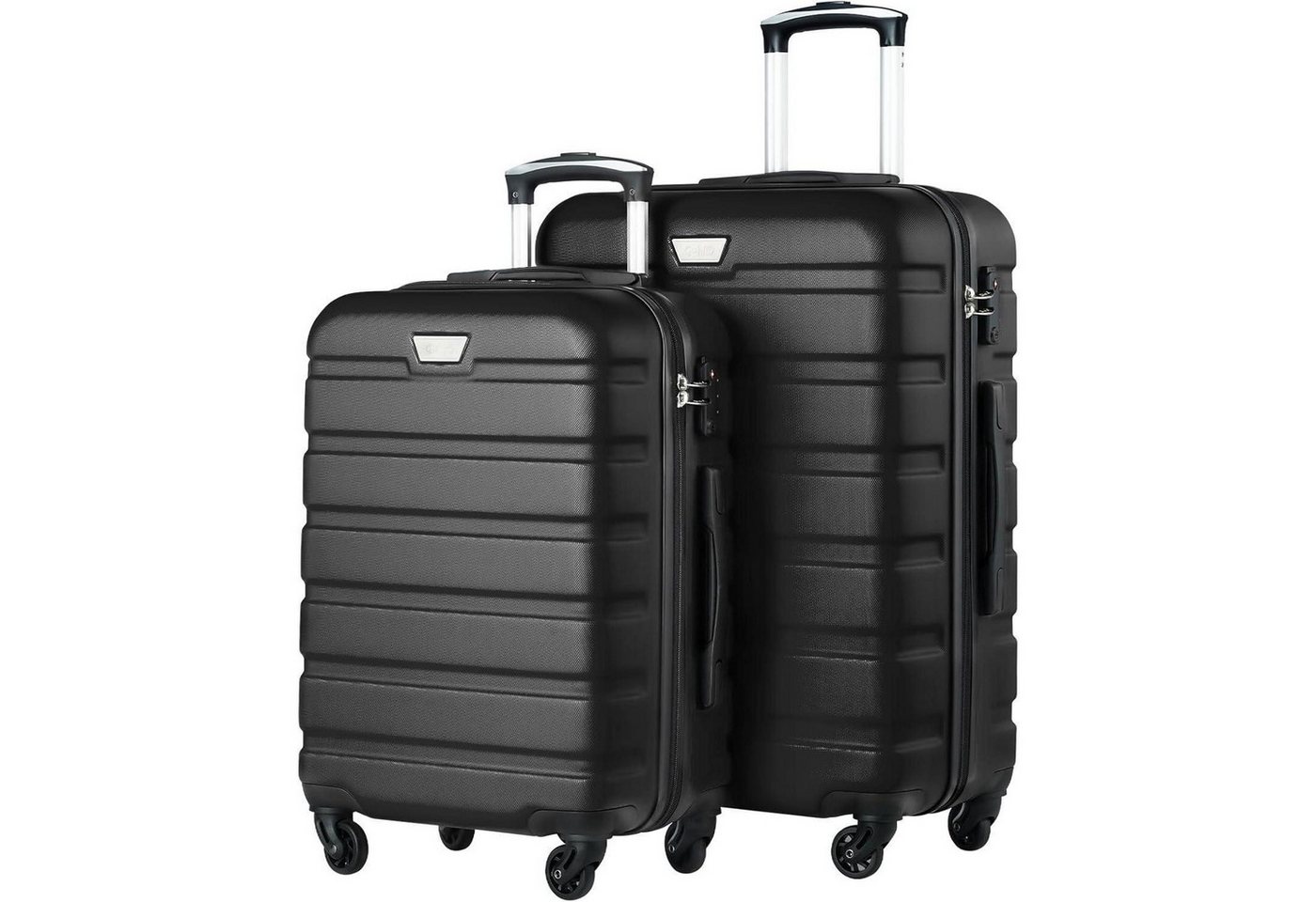 LuxusKollektion Kofferset Koffer Hartschale Trolley TSA Set-2tlg(S + M) Mondnacht Schwarz von LuxusKollektion