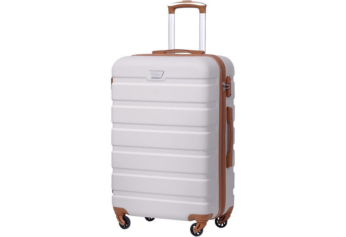 LuxusKollektion Kofferset Koffer Hartschalenkoffer Handgepäck TSA Schloss Handgepäck Weiß Braun von LuxusKollektion