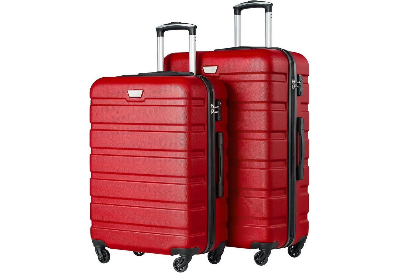 LuxusKollektion Kofferset Koffer Hartschalenkoffer Trolley Kofferset Set-2tlg(M + L) Spinell Rot von LuxusKollektion