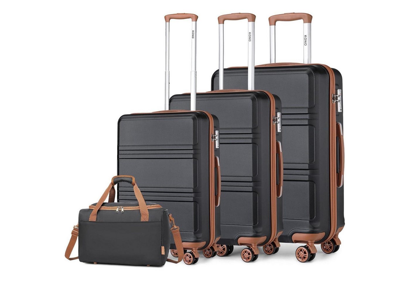 LuxusKollektion Kofferset Kofferset Hartschalenkoffer TSA Schwarz Braun 4 Teilig Gepäck-Sets von LuxusKollektion