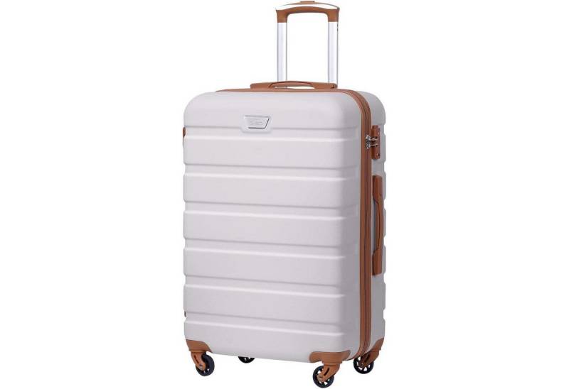 LuxusKollektion Kofferset Premium Hartschalenkoffer Rollkoffer TSA-Schloss 4 Rollen Weiß/Braun von LuxusKollektion