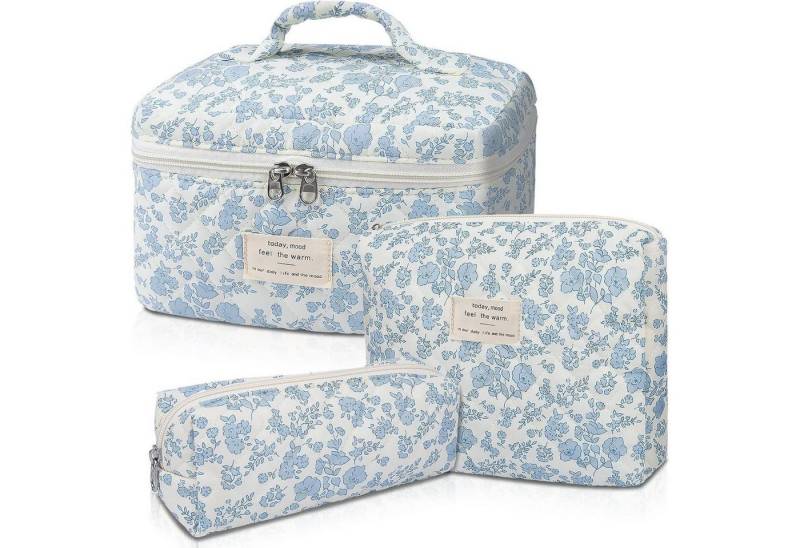LuxusKollektion Kosmetiktasche 3-teiliges Reise Kosmetiktaschen Set Damen Blumenmuster Kawaii Mädchen von LuxusKollektion