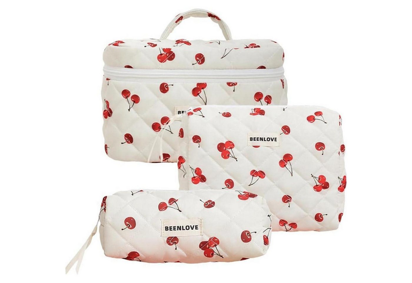 LuxusKollektion Kosmetiktasche Kosmetiktasche 3er Set gesteppte Blumenmuster Damen D1 von LuxusKollektion