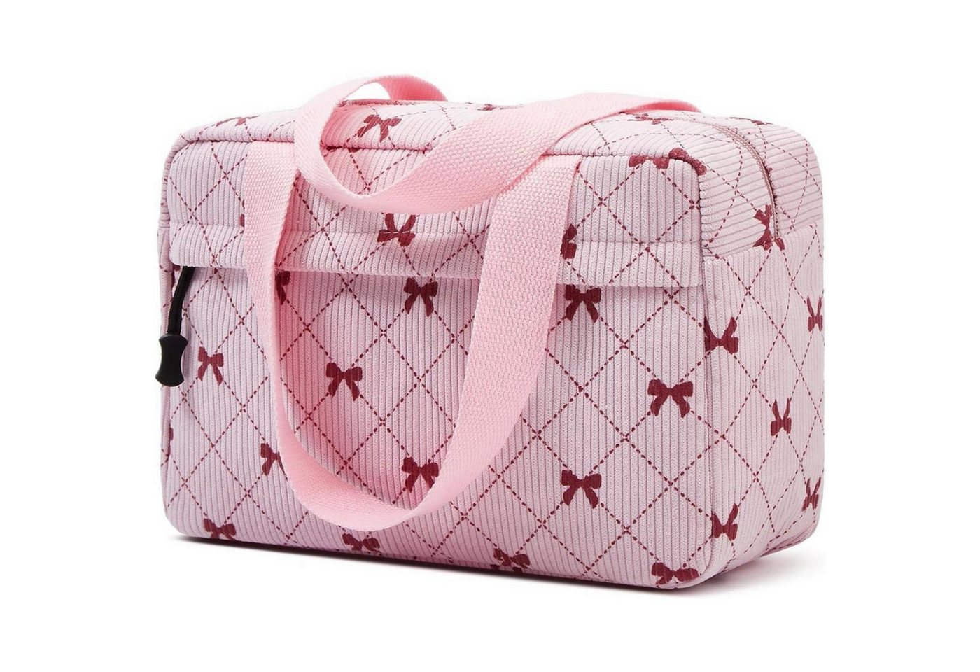 LuxusKollektion Kosmetiktasche Kosmetiktasche Cord Kulturtasche Reise Damen Bowknot Pink von LuxusKollektion