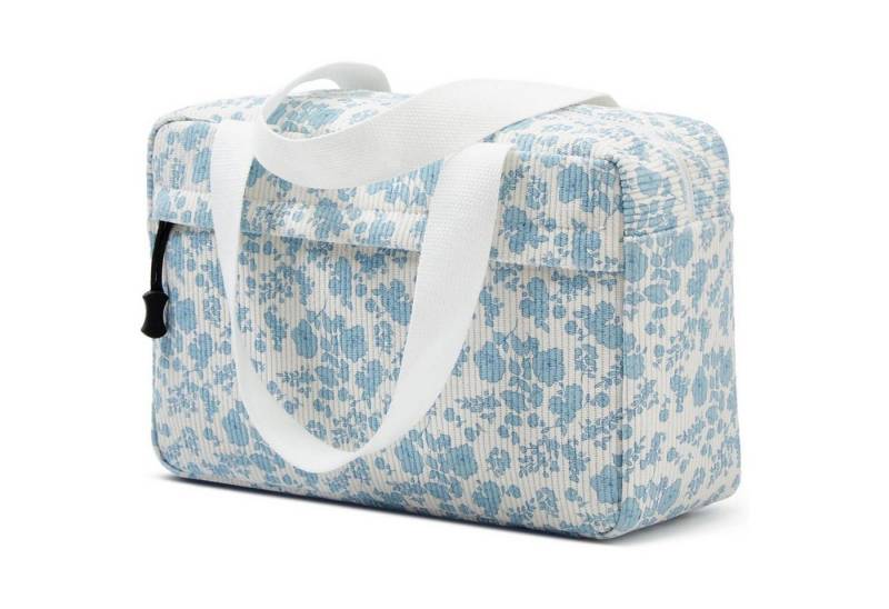 LuxusKollektion Kosmetiktasche Kosmetiktasche Cord groß Reise Damen Mädchen Blue-white von LuxusKollektion