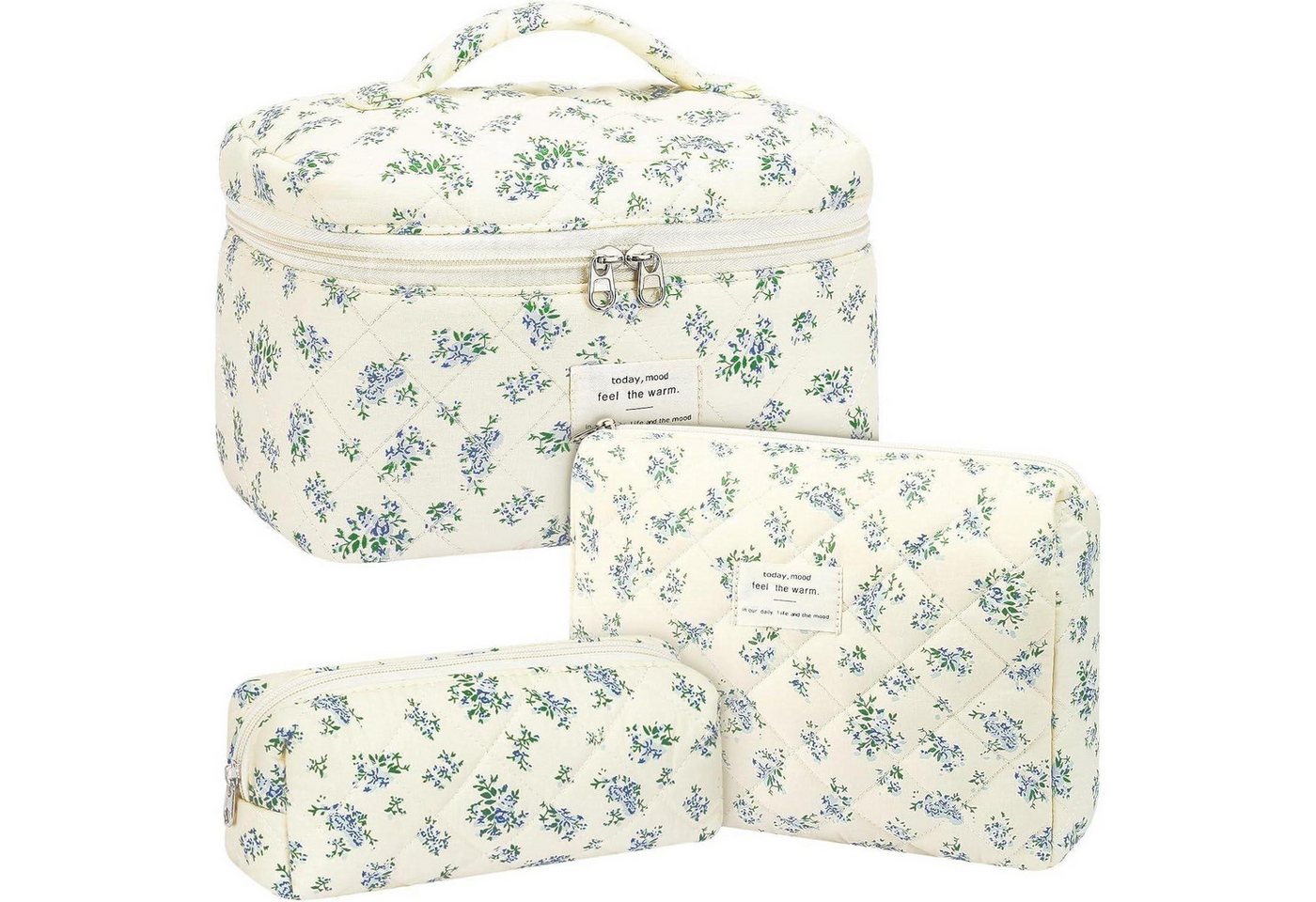 LuxusKollektion Kosmetiktasche Kosmetiktasche Damen 3er Set Blumenmuster Wasserdicht Aa1 von LuxusKollektion