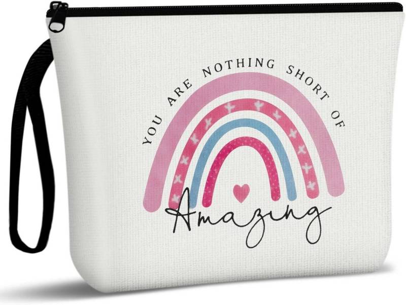 LuxusKollektion Kosmetiktasche Kosmetiktasche Damen Leinwand Make-up-Tasche Regenbogenmuster von LuxusKollektion