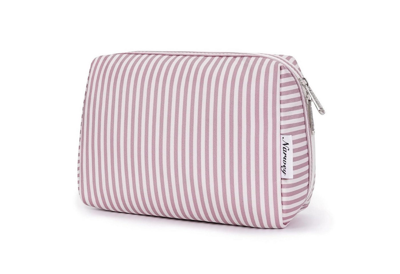 LuxusKollektion Kosmetiktasche Kosmetiktasche Damen Makeuptasche Kulturtasche Rosa Streifen L von LuxusKollektion