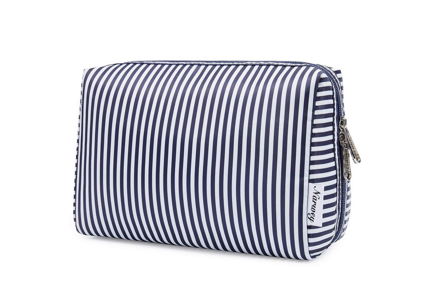 LuxusKollektion Kosmetiktasche Kosmetiktasche Damen Schminktasche Aqua Flamingo Blauer Streifen L von LuxusKollektion