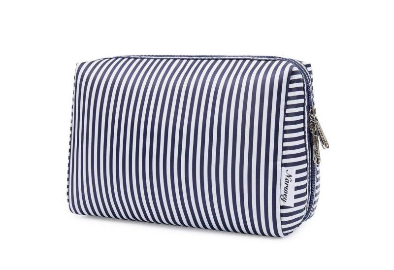 LuxusKollektion Kosmetiktasche Kosmetiktasche Damen Schminktasche Aqua Flamingo Blauer Streifen L von LuxusKollektion