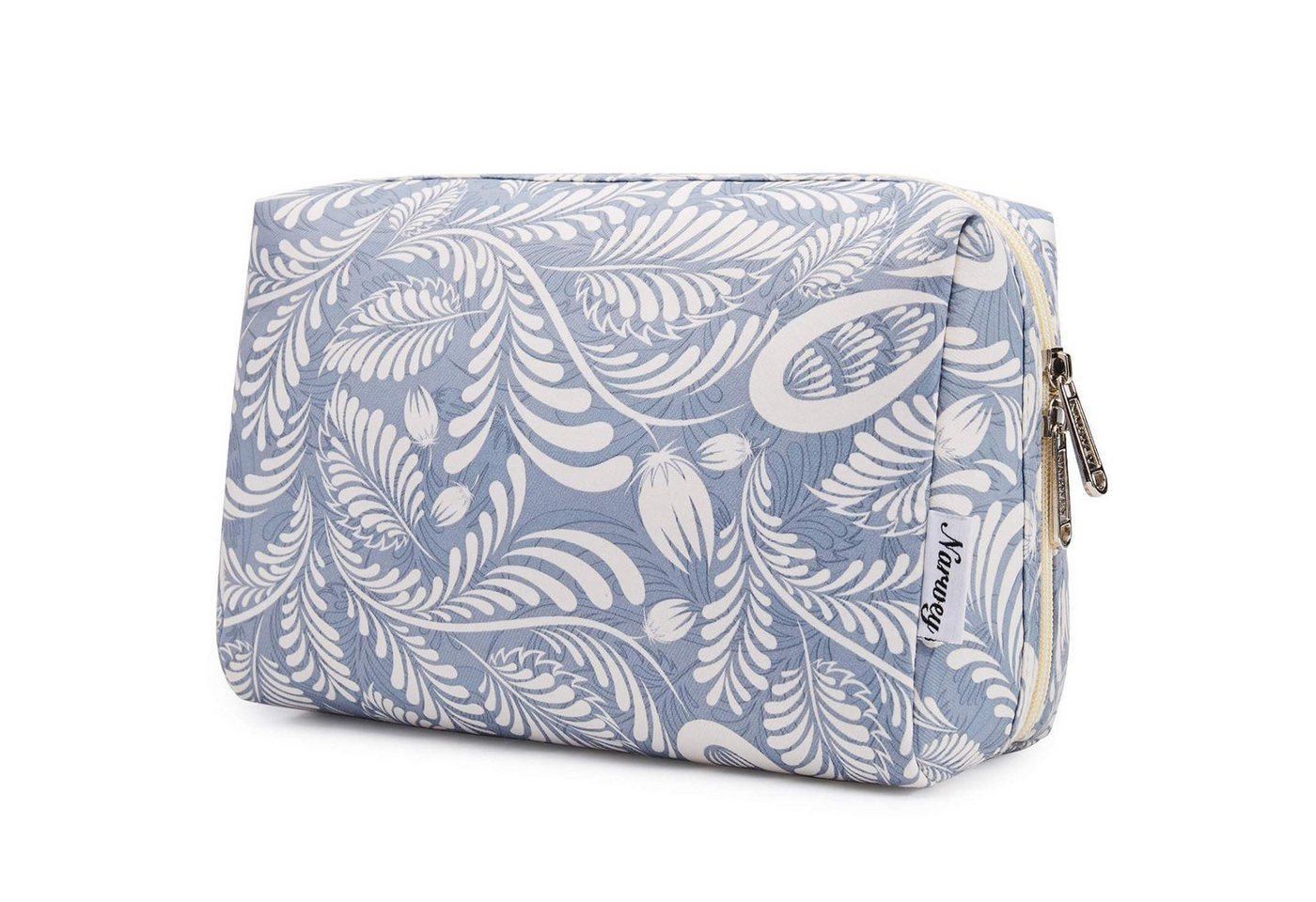 LuxusKollektion Kosmetiktasche Kosmetiktasche Damen Schminktasche Kulturbeutel Blaues Blatt L von LuxusKollektion