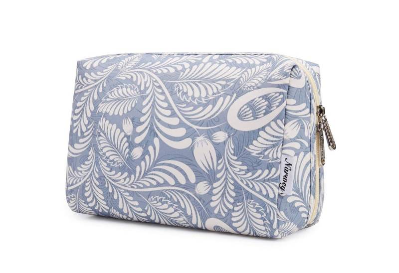 LuxusKollektion Kosmetiktasche Kosmetiktasche Damen Schminktasche Kulturbeutel Blaues Blatt L von LuxusKollektion