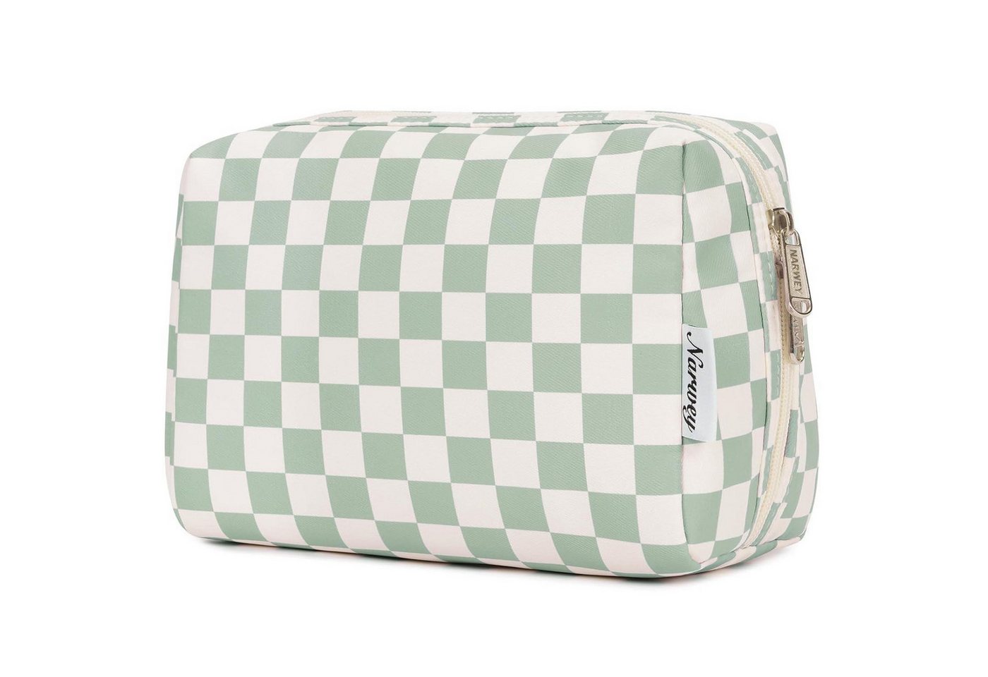 LuxusKollektion Kosmetiktasche Kosmetiktasche Damen Schminktasche Kulturbeutel Gitter Minzgrün L von LuxusKollektion