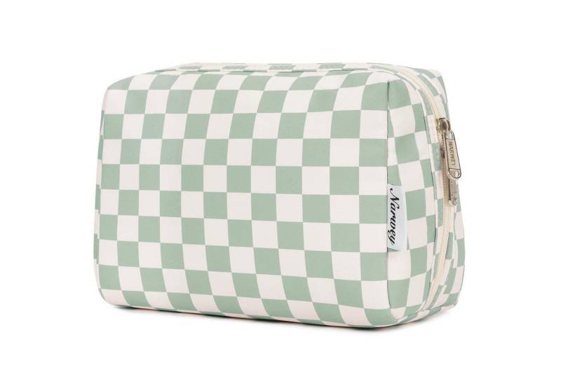 LuxusKollektion Kosmetiktasche Kosmetiktasche Damen Schminktasche Kulturbeutel Gitter Minzgrün L von LuxusKollektion