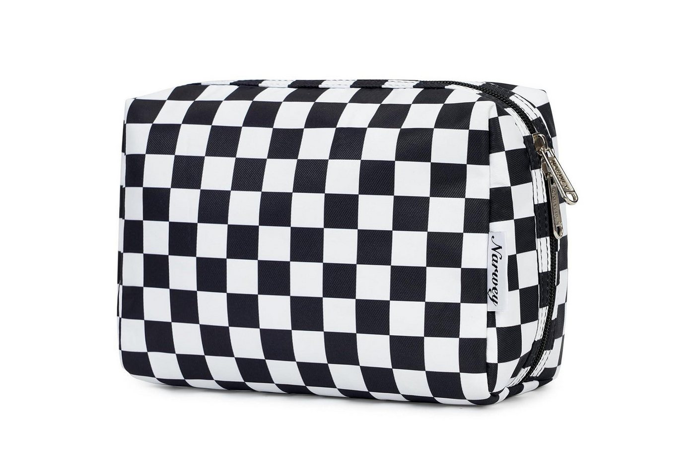 LuxusKollektion Kosmetiktasche Kosmetiktasche Damen Schminktasche Kulturbeutel Gitter Schwarz L von LuxusKollektion